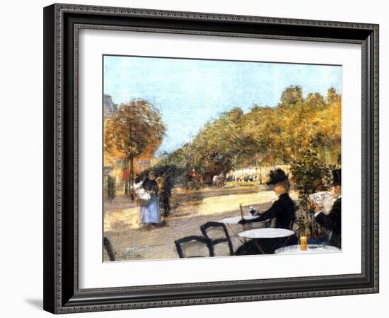 The Cafe Terrace, 1887-89-Childe Hassam-Framed Giclee Print