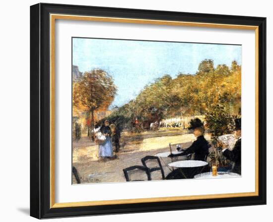 The Cafe Terrace, 1887-89-Childe Hassam-Framed Giclee Print