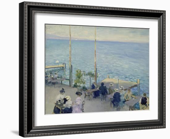 The Cafe Terrace at the Lake Geneva, 1908-Nikolaj Klodt-Framed Giclee Print