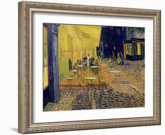 The Café Terrace on the Place du Forum, Arles, at Night, c.1888 (detail)-Vincent van Gogh-Framed Giclee Print