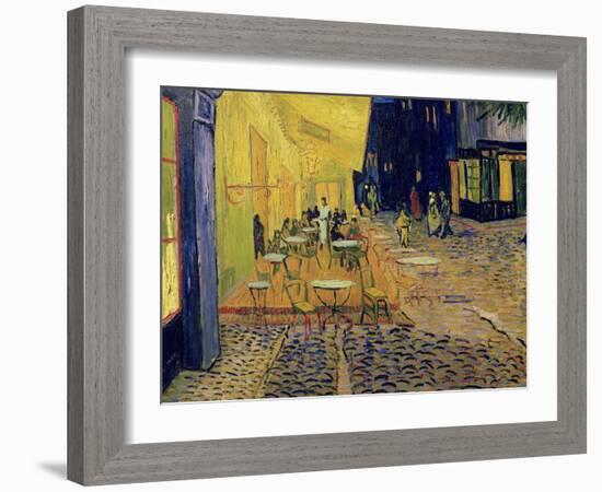 The Café Terrace on the Place du Forum, Arles, at Night, c.1888 (detail)-Vincent van Gogh-Framed Giclee Print