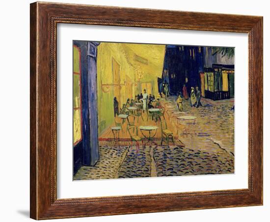 The Café Terrace on the Place du Forum, Arles, at Night, c.1888 (detail)-Vincent van Gogh-Framed Giclee Print