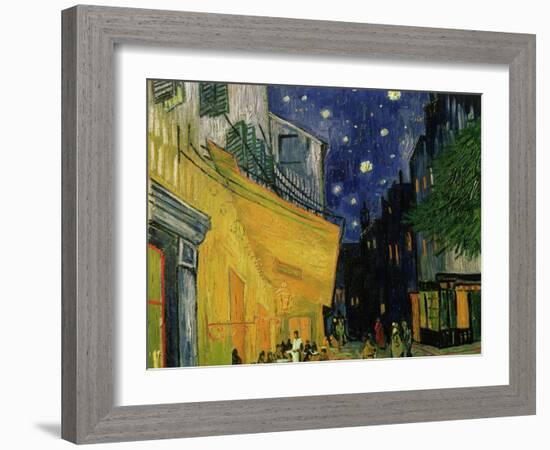 The Café Terrace on the Place du Forum, Arles, at Night, c.1888 (detail)-Vincent van Gogh-Framed Giclee Print