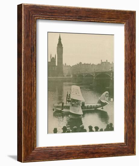 'The 'Calcutta' Flying-Boat Moored in the Thames opposite the Houses of Parliament', 1927-Unknown-Framed Photographic Print