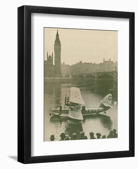 'The 'Calcutta' Flying-Boat Moored in the Thames opposite the Houses of Parliament', 1927-Unknown-Framed Photographic Print