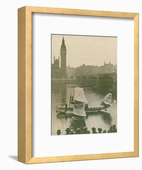 'The 'Calcutta' Flying-Boat Moored in the Thames opposite the Houses of Parliament', 1927-Unknown-Framed Photographic Print