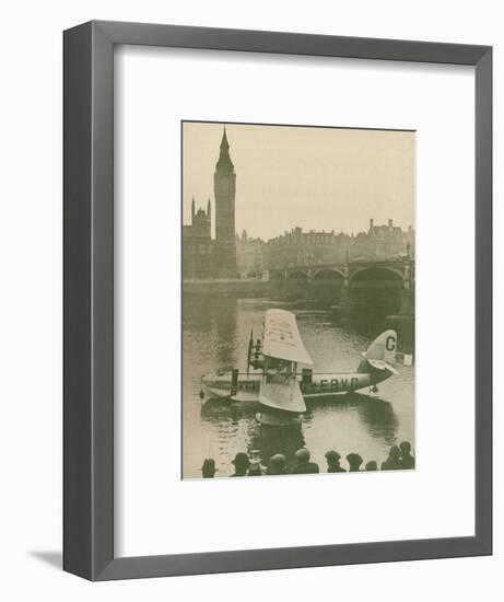 'The 'Calcutta' Flying-Boat Moored in the Thames opposite the Houses of Parliament', 1927-Unknown-Framed Photographic Print