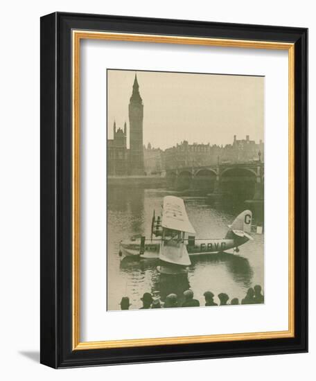 'The 'Calcutta' Flying-Boat Moored in the Thames opposite the Houses of Parliament', 1927-Unknown-Framed Photographic Print