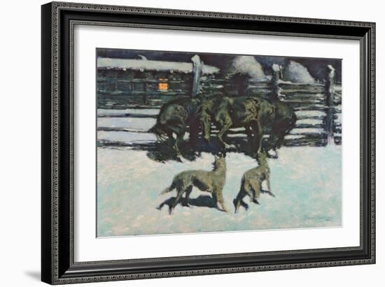 The Call for Help (At Bay) C.1908 (Oil on Canvas)-Frederic Remington-Framed Giclee Print