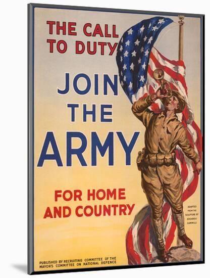 The Call to Duty, Join the Army-Vintage Reproduction-Mounted Giclee Print