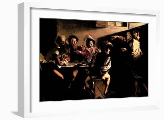 The Calling of Saint Mathew-Caravaggio-Framed Art Print