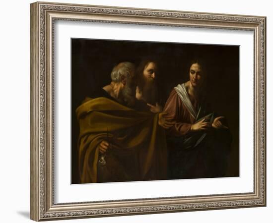 The calling of Saints Peter and Andrew by Michelangelo Caravaggio-Michelangelo Caravaggio-Framed Giclee Print