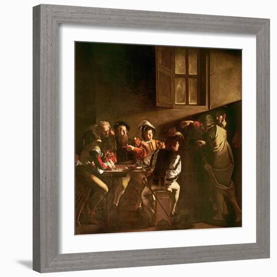 The Calling of St. Matthew, C.1598-1601-Caravaggio-Framed Premium Giclee Print