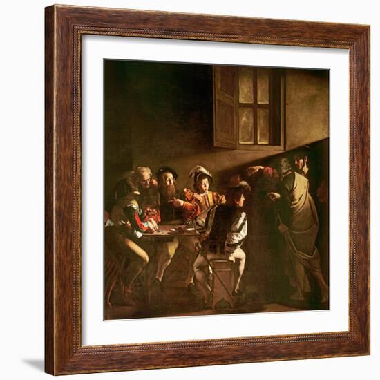 The Calling of St. Matthew, C.1598-1601-Caravaggio-Framed Premium Giclee Print