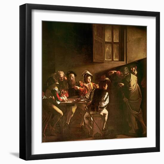 The Calling of St. Matthew, C.1598-1601-Caravaggio-Framed Premium Giclee Print