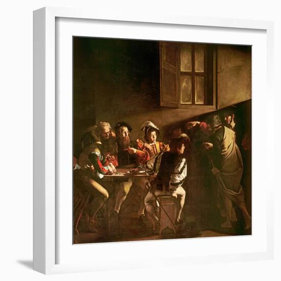 The Calling of St. Matthew, C.1598-1601-Caravaggio-Framed Premium Giclee Print