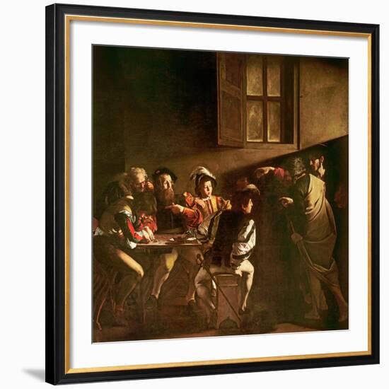 The Calling of St. Matthew, C.1598-1601-Caravaggio-Framed Giclee Print