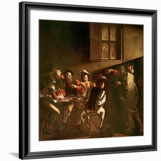 The Calling of St. Matthew, C.1598-1601-Caravaggio-Framed Giclee Print