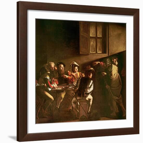 The Calling of St. Matthew, C.1598-1601-Caravaggio-Framed Giclee Print