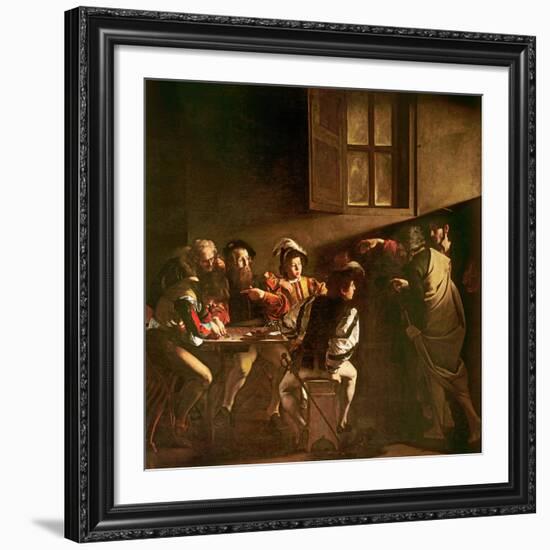 The Calling of St. Matthew, C.1598-1601-Caravaggio-Framed Giclee Print