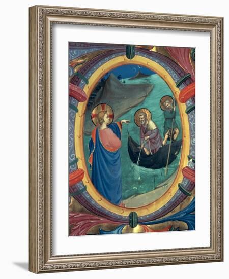 The Calling of St. Peter and St. Andrew, Detail of Historiated Initial "O" from a Missal, 1430s-Fra Angelico-Framed Giclee Print