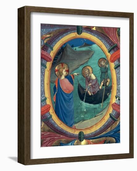 The Calling of St. Peter and St. Andrew, Detail of Historiated Initial "O" from a Missal, 1430s-Fra Angelico-Framed Giclee Print