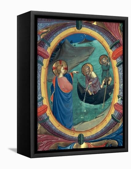 The Calling of St. Peter and St. Andrew, Detail of Historiated Initial "O" from a Missal, 1430s-Fra Angelico-Framed Premier Image Canvas