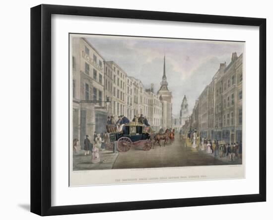 The Cambridge Coach Leaving the Nelson Inn, Belle Sauvage Yard, Ludgate Hill, London, 1818-Charles Joseph Hullmandel-Framed Giclee Print