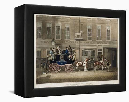 the Cambridge Teelgraph , White Horse, Fetter Lane, London (Engraving)-James Pollard-Framed Premier Image Canvas