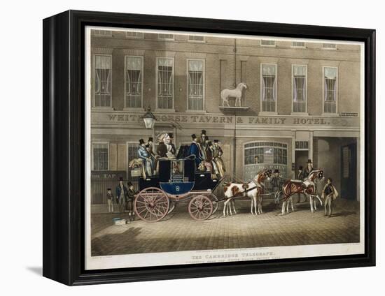 the Cambridge Teelgraph , White Horse, Fetter Lane, London (Engraving)-James Pollard-Framed Premier Image Canvas