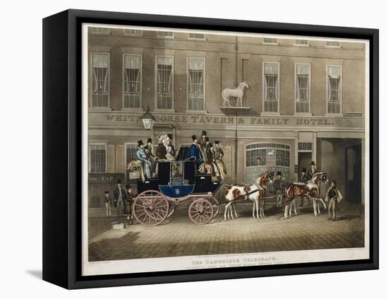 the Cambridge Teelgraph , White Horse, Fetter Lane, London (Engraving)-James Pollard-Framed Premier Image Canvas