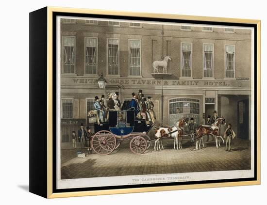 the Cambridge Teelgraph , White Horse, Fetter Lane, London (Engraving)-James Pollard-Framed Premier Image Canvas