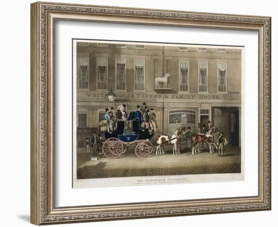 the Cambridge Teelgraph , White Horse, Fetter Lane, London (Engraving)-James Pollard-Framed Giclee Print