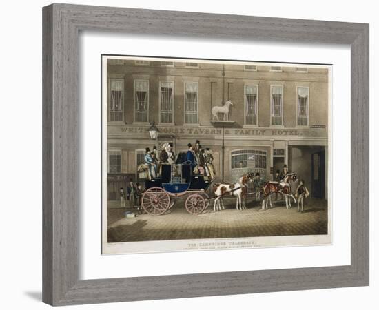 the Cambridge Teelgraph , White Horse, Fetter Lane, London (Engraving)-James Pollard-Framed Giclee Print