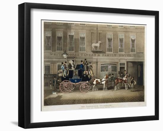 the Cambridge Teelgraph , White Horse, Fetter Lane, London (Engraving)-James Pollard-Framed Giclee Print