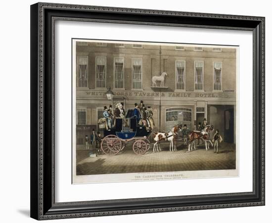 the Cambridge Teelgraph , White Horse, Fetter Lane, London (Engraving)-James Pollard-Framed Giclee Print
