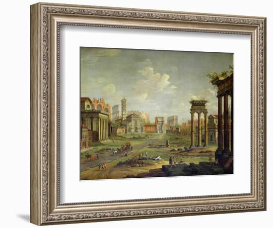 The Campo Vaccino, Rome Looking Towards St. Francesca Romana and the Arch of Titus-Antonio Joli-Framed Giclee Print