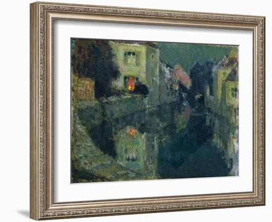 The Canal at Night-Henri Eugene Augustin Le Sidaner-Framed Giclee Print