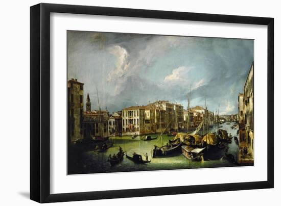 The Canal Grande in Venice with (in far background) the Rialto-bridge. 1726-1730-Canaletto-Framed Giclee Print