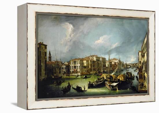 The Canal Grande in Venice with (in far background) the Rialto-bridge. 1726-1730-Canaletto-Framed Premier Image Canvas