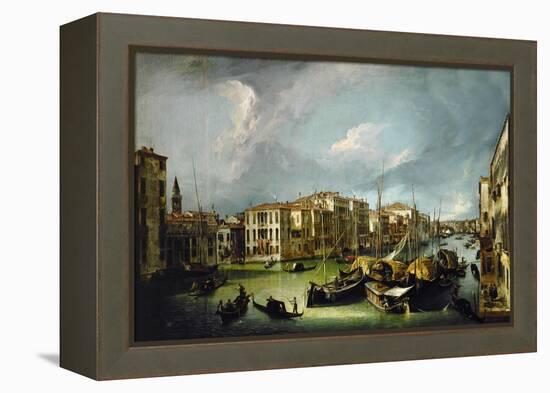 The Canal Grande in Venice with (in far background) the Rialto-bridge. 1726-1730-Canaletto-Framed Premier Image Canvas