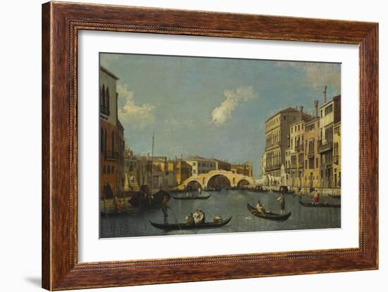 The Cannaregio, Venice, with Palazzo Testa, Palazzo Surian-Bellotto and the Ponte Dei Tre Archi,…-Canaletto-Framed Giclee Print