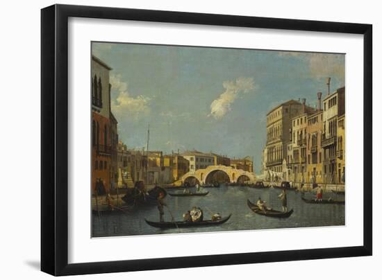 The Cannaregio, Venice, with Palazzo Testa, Palazzo Surian-Bellotto and the Ponte Dei Tre Archi,…-Canaletto-Framed Giclee Print