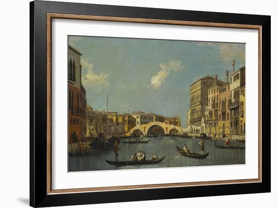 The Cannaregio, Venice, with Palazzo Testa, Palazzo Surian-Bellotto and the Ponte Dei Tre Archi,…-Canaletto-Framed Giclee Print