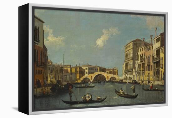 The Cannaregio, Venice, with Palazzo Testa, Palazzo Surian-Bellotto and the Ponte Dei Tre Archi,…-Canaletto-Framed Premier Image Canvas