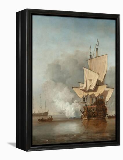 The Cannon Shot, C. 1680-Willem Van De Velde The Younger-Framed Premier Image Canvas