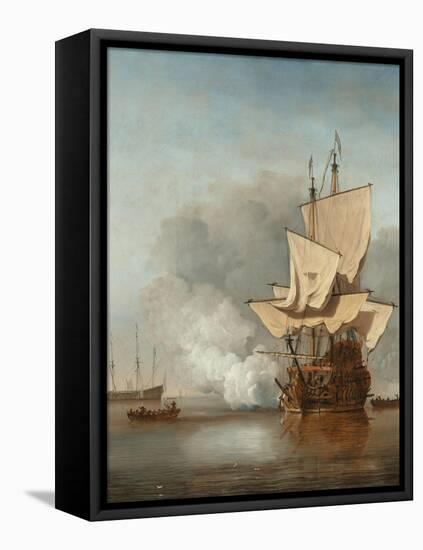 The Cannon Shot, C. 1680-Willem Van De Velde The Younger-Framed Premier Image Canvas