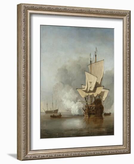 The Cannon Shot, c.1680-Willem Van De, The Younger Velde-Framed Giclee Print