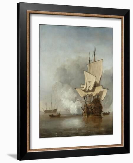 The Cannon Shot, c.1680-Willem Van De, The Younger Velde-Framed Giclee Print