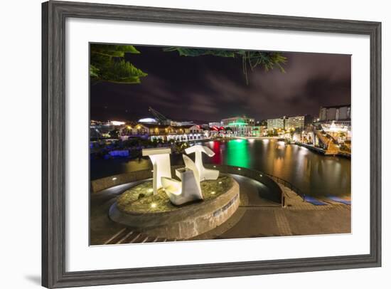 The Capital City of Wellington, Harbour at Night, North Island, New Zealand, Pacific-Michael Nolan-Framed Photographic Print